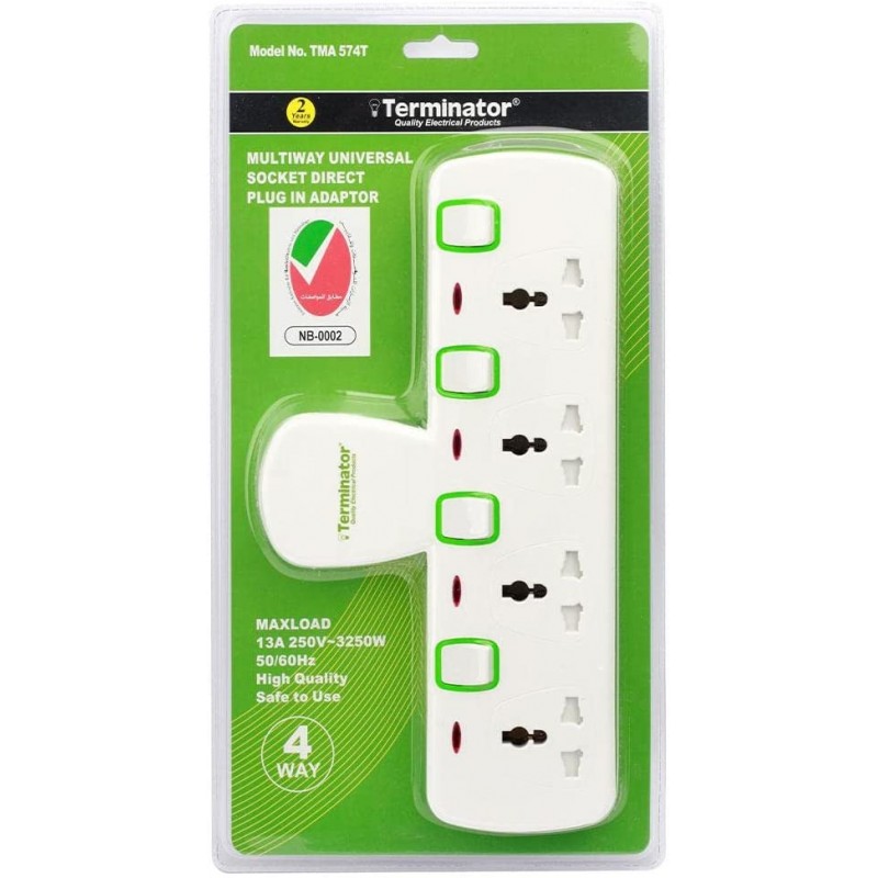 4 Way Universal T-Socket Multi Adaptor
