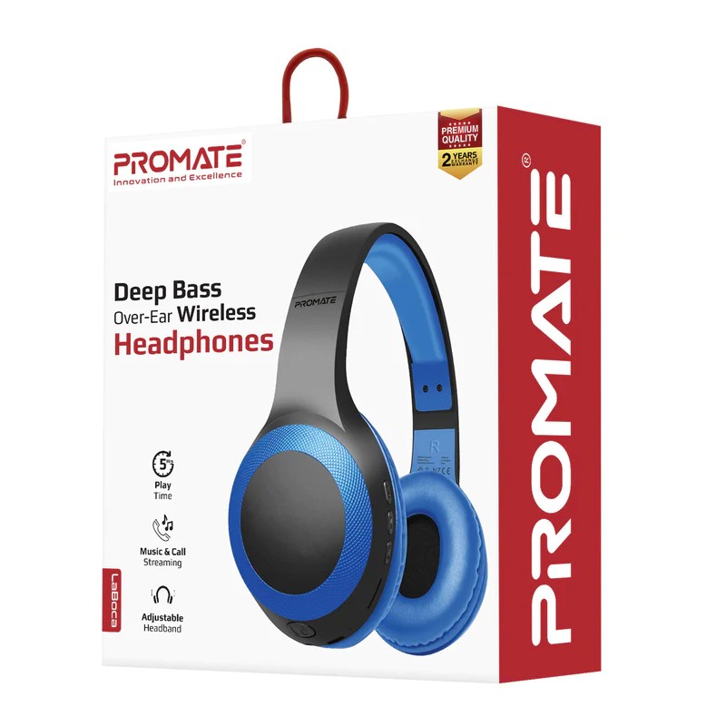 PROMATE DEEP BASS OVER-EAR WIRELESS HEADPHONES BLUE