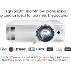 Optoma EH412STx Short Throw 1080p HDR Professional Projector