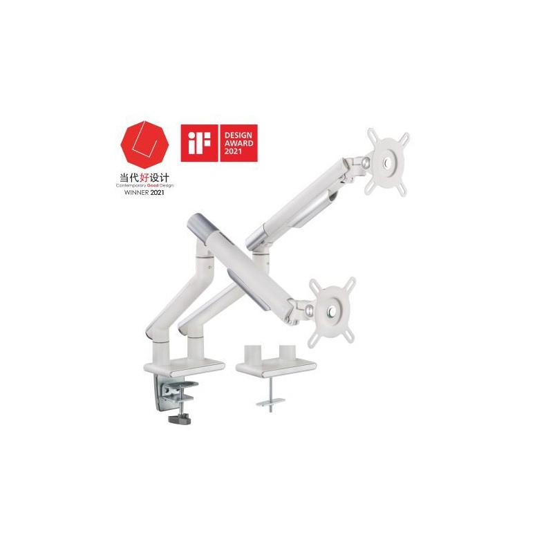 DUAL MONITORS PREMIUM SLIM ALUMINUM SPRING-ASSISTED MONITOR ARMS For most 17"~32" Monitors