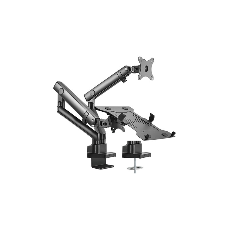 ALUMINUM SLIM SPRING-ASSITED MONITOR ARM WITH LAPTOP HOLDER