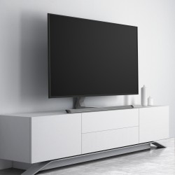 CONTEMPORARY ALUMINUM PEDESTAL TABLETOP TV STAND For Most 37"-75" TVs