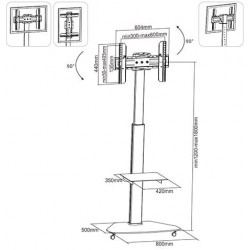 TV CART For public presentations most 37"-70" screens The FS01G Aluminum & Glass TV Cart