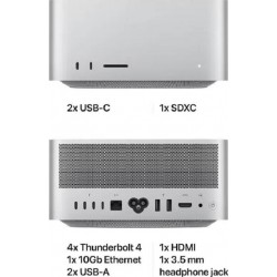 Apple Mac Studio, M1 Max Chip, 10 Core CPU, 24 Core GPU, 32GB Memory, 512GB SSD, Wi-Fi 6,Silver MJMV3