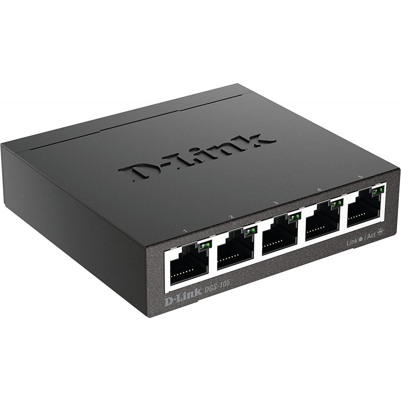 D-Link 5 Port Gigabit Unmanaged Metal Desktop Switch, Plug and Play (DGS-105)