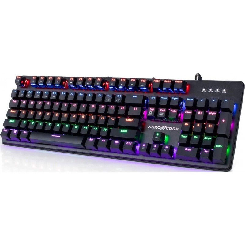 ABKONCORE 100% Mechanical Hot Swappable Gaming Keyboard K595,Wired USB Rainbow LED Backlit