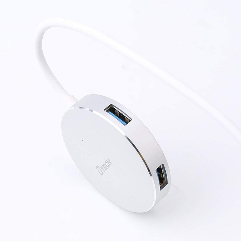 USB HUB Type C to USB3.0 4Port Hub 0.25M, with Power Port Fast Charging Data Transfer for Laptop Desktop (Silver)