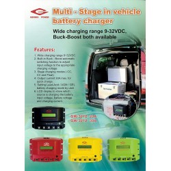 Battery charger Multi stage in vehical Genius power wide charging range 9-32VDC, Buck-Boost both available Made in Taiwan
